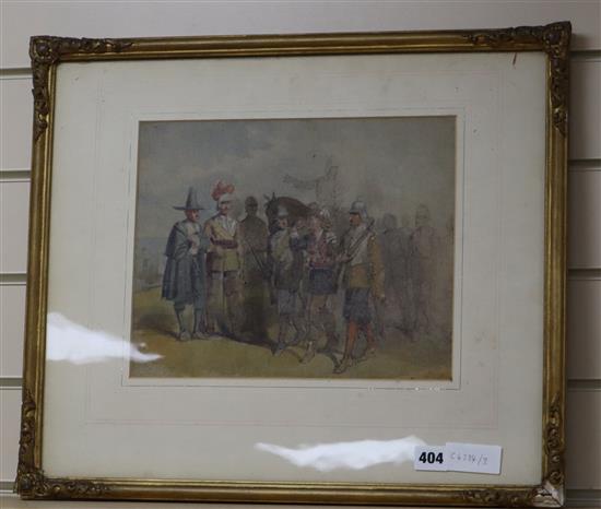 George Cattermole RWS (1800-1868), watercolour, King Charles I, being led away by Parliamentarians,